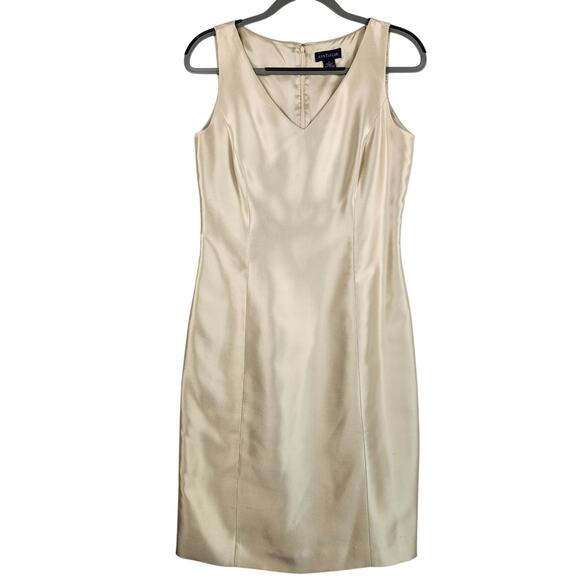 Ann Taylor 100% Cream Silk Sleeveless Vintage Dress & Coat Set  Women’s Size 6 - Picture 2 of 16